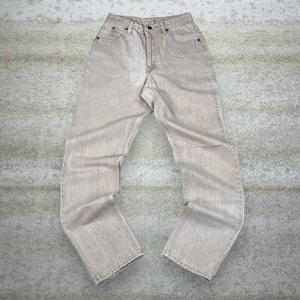 Vintage Y2K Calvin Klein Jeans 26x32 Relaxed Fit Tan Denim Made in USA - Picture 2 of 4